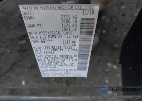 2019 Infiniti Qx60 Pure z USA, uszkodzony, nr VIN 5N1DL0MN7KC530395